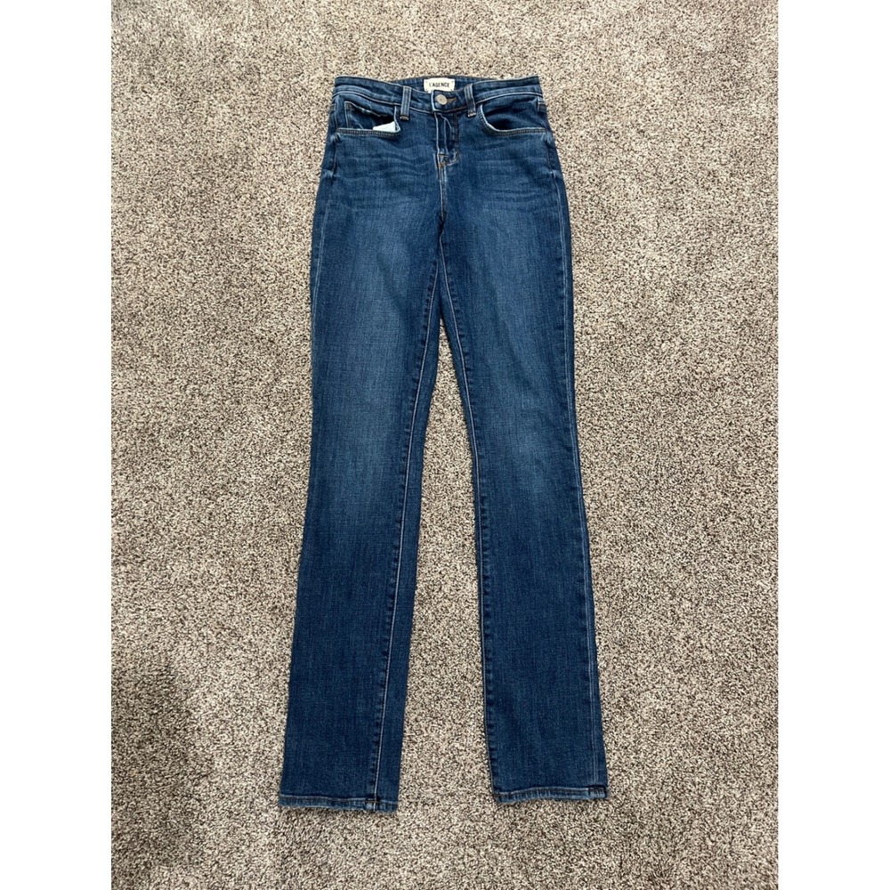 L'AGENCE‎ Melody High Rise Straight Leg Jeans Blue Vintage Wash Size 24 2512BEK